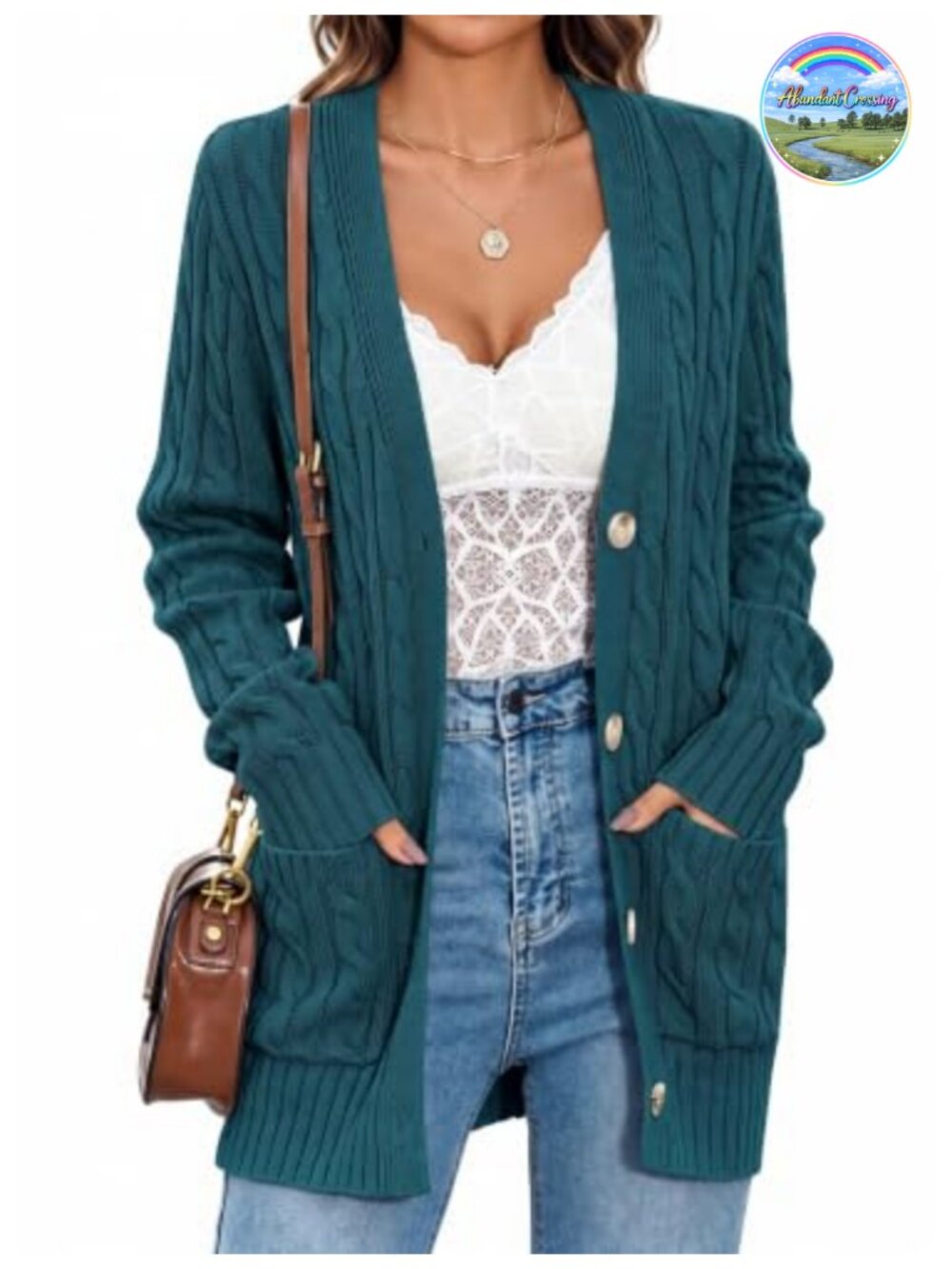 Women's Cable Knit Button Up Oversized Cardigan Sweater with Pockets
